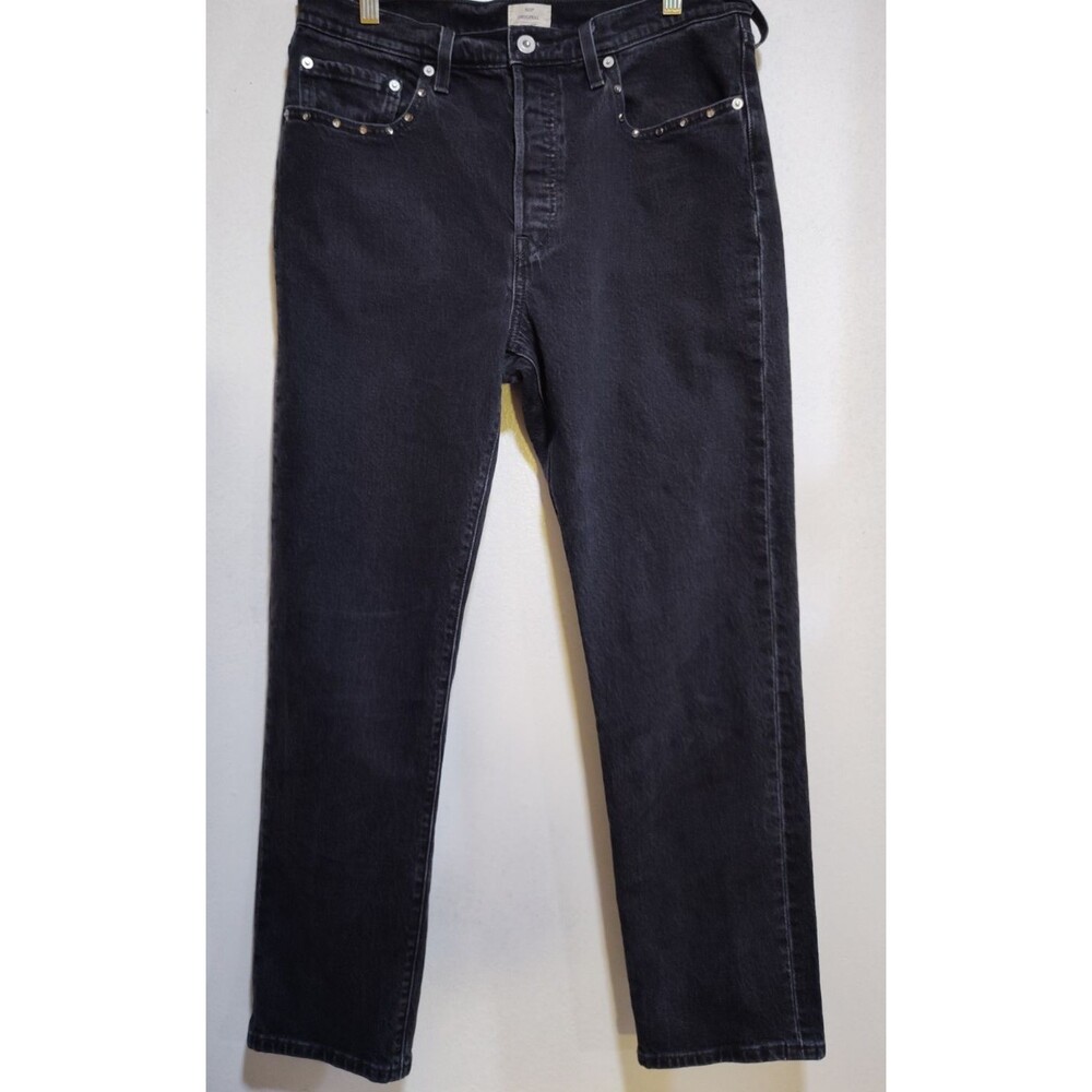 Levis 501 Original Womens Black Jean Size 32Wx40L Button Fly Studded
